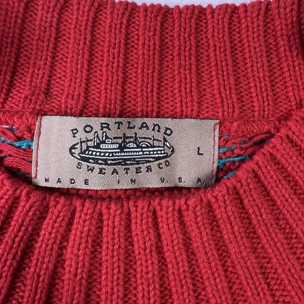 Portland Sweater Co Mens Large Grandpa 90s USA Chunky Abstract Geometric Holiday